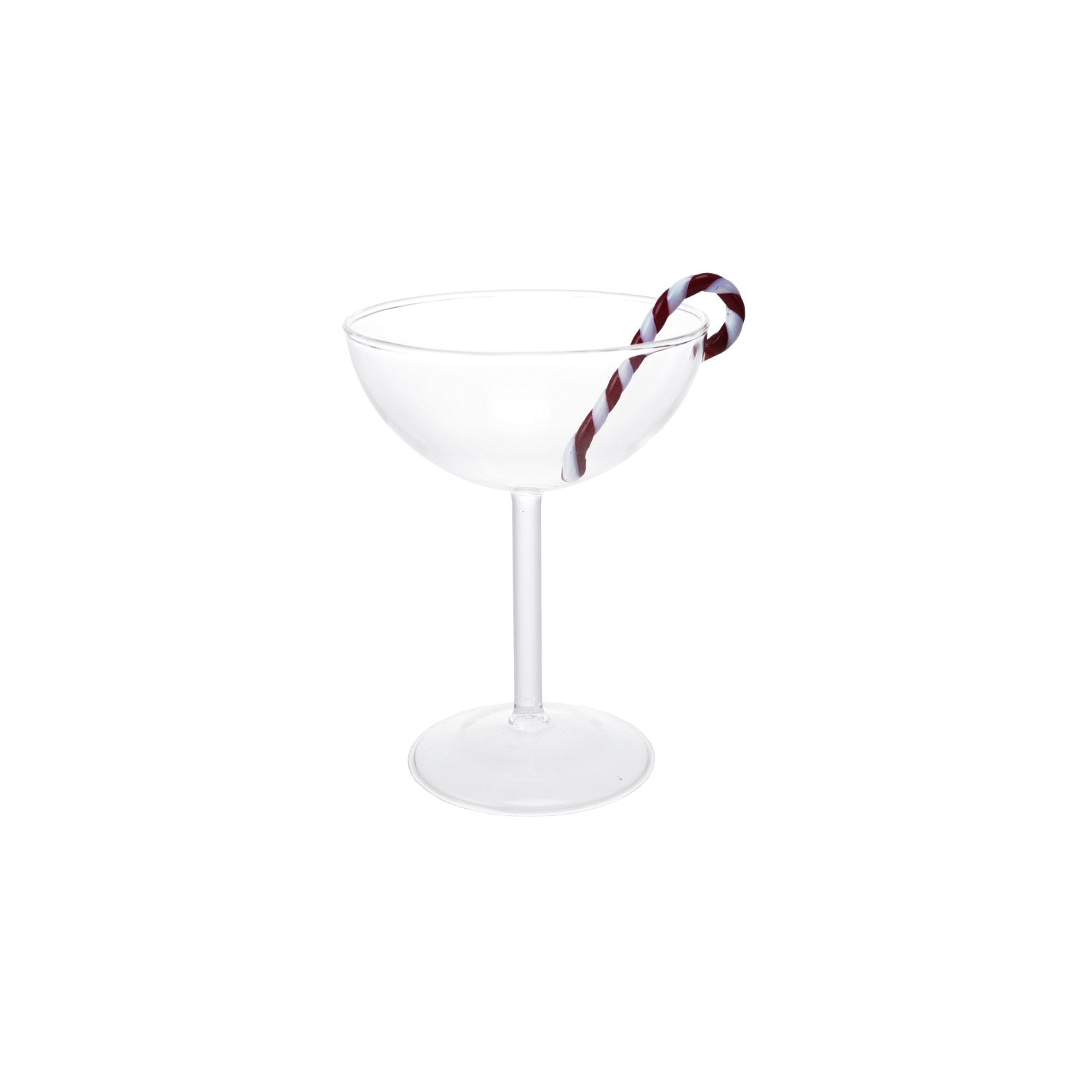 6 oz. Coupe Glass with Candy Cane, Red & White