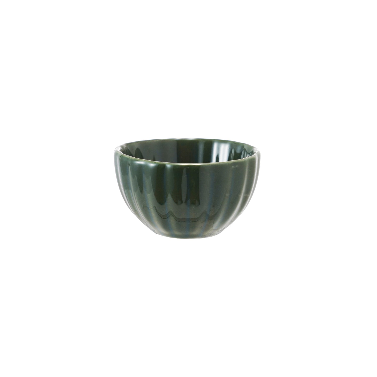 Stoneware Ribbed Bowl, Reactive Glaze, Green (Each One Will Vary)