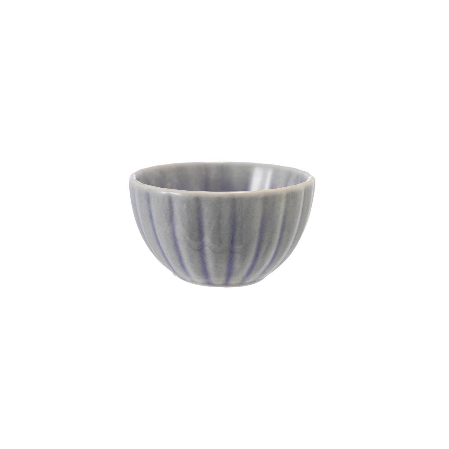 Stoneware Ribbed Bowl, Reactive Glaze, Light Blue (Each One Will Vary)