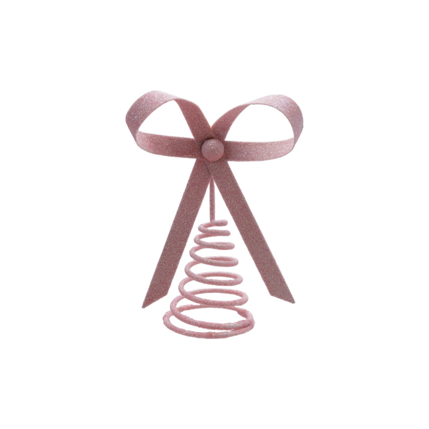 Metal Bow Tree Topper, Pink Glitter Finish
