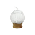 8-1/2 Quart Glass Pumpkin Shaped Beverage Dispenser with Wood Stand, Set of 2