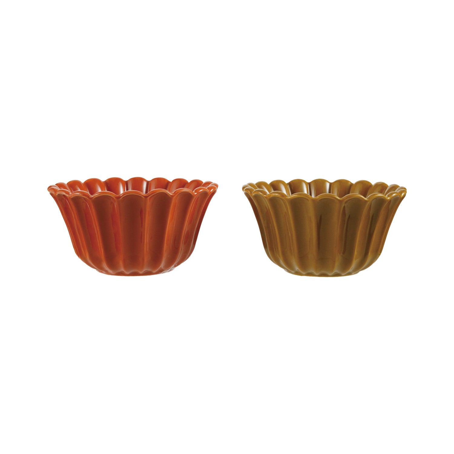 Stoneware Pleated Scalloped Bowl, 2 Colors