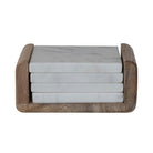 Marble Coasters with Mango Wood Holder, Set of 5