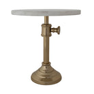Adjustable Metal Pedestal with Marble Top, Gold Finish & White, KD