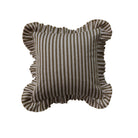 18" Square Woven Fabric Indoor/Outdoor Pillow with Stripes & Ruffle, Natural & Tan Color