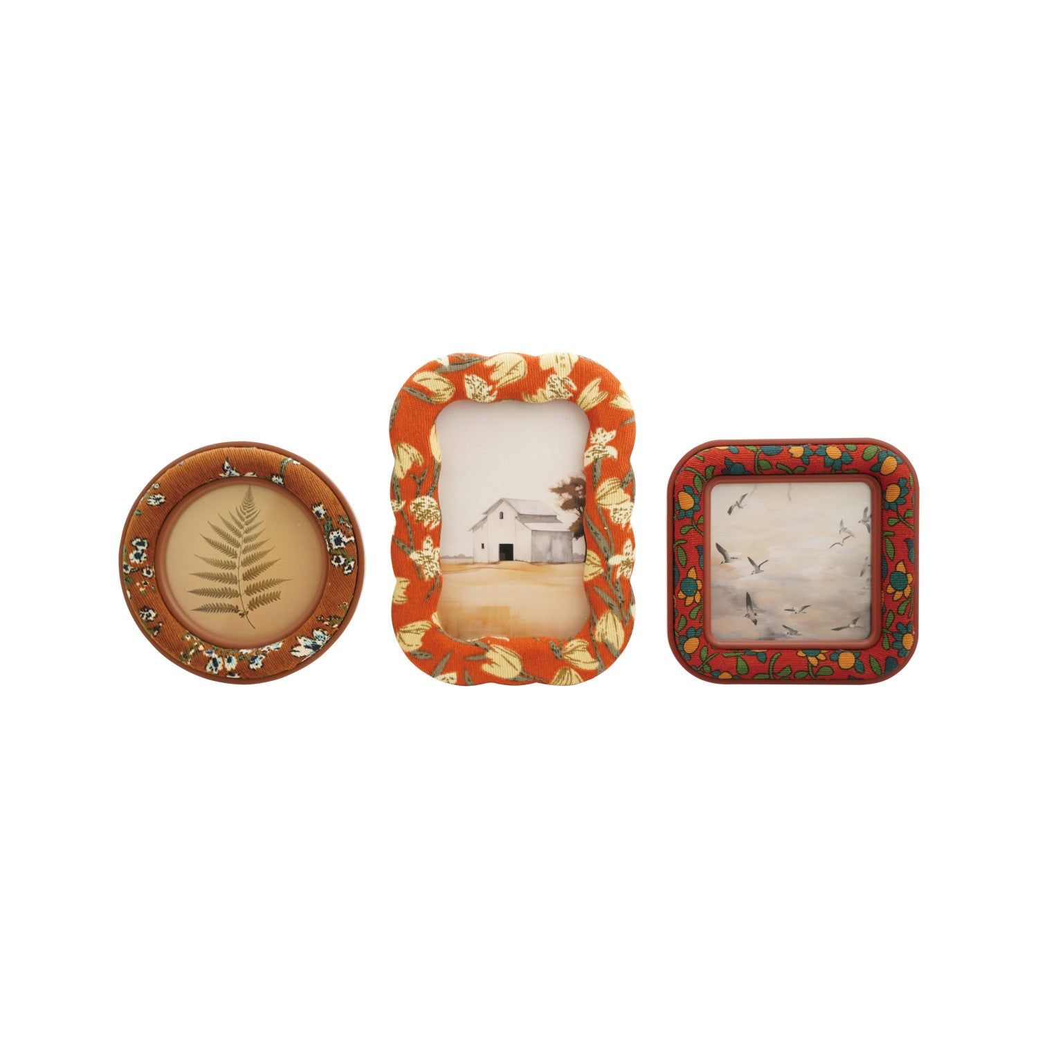 Embroidered Photo Frame with Floral Pattern, 3 Styles (4"x4" or 4"x6" Photo) (Hangs or Sits)