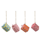 Handmade Paper Mache Ornament with Velvet Ribbon, 4 Styles