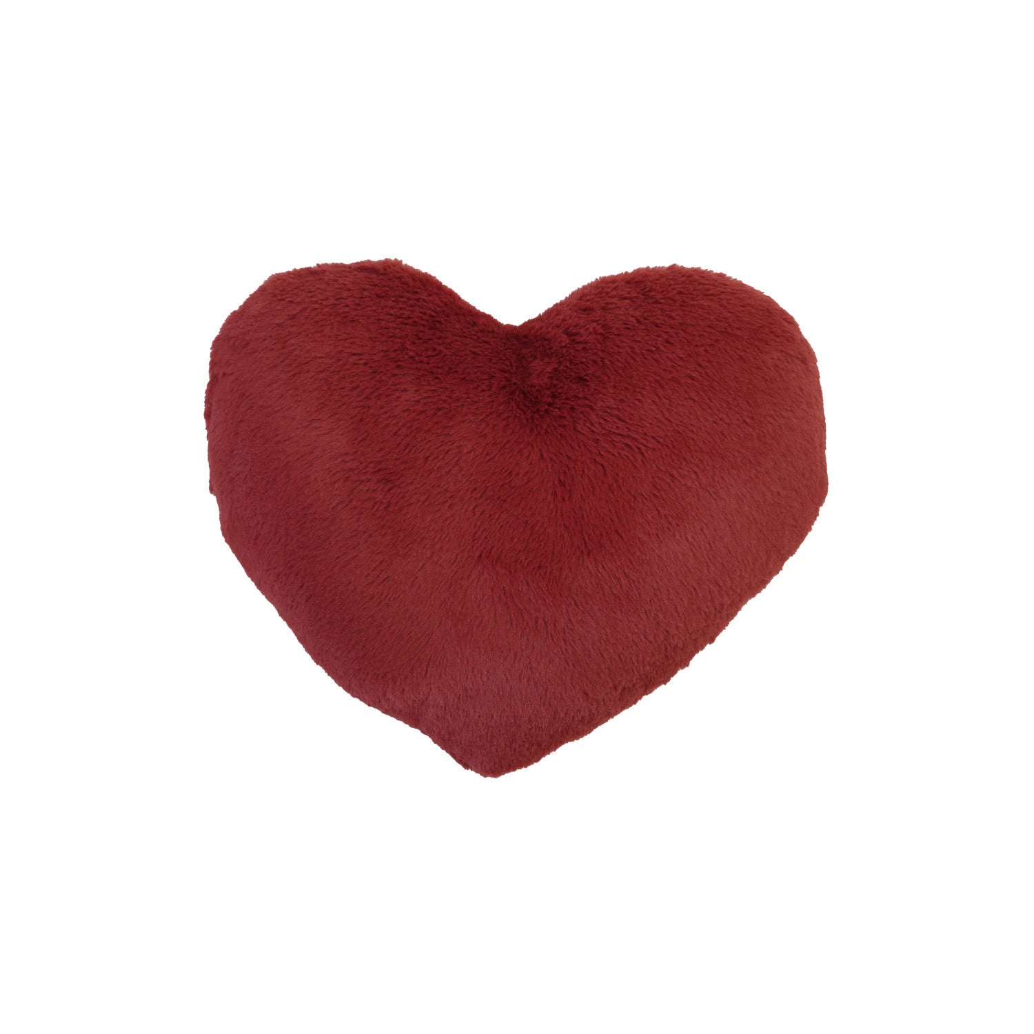14"L x 11"W Faux Fur Heart Shaped Pillow, Burgundy Color