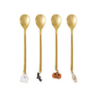 Stainless Steel Spoon with Enameled Halloween Charm, Brass Finish, 4 Styles