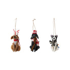 4"H - 5"H Handmade Wool Felt Dog Ornament, Multi Color, 3 Styles