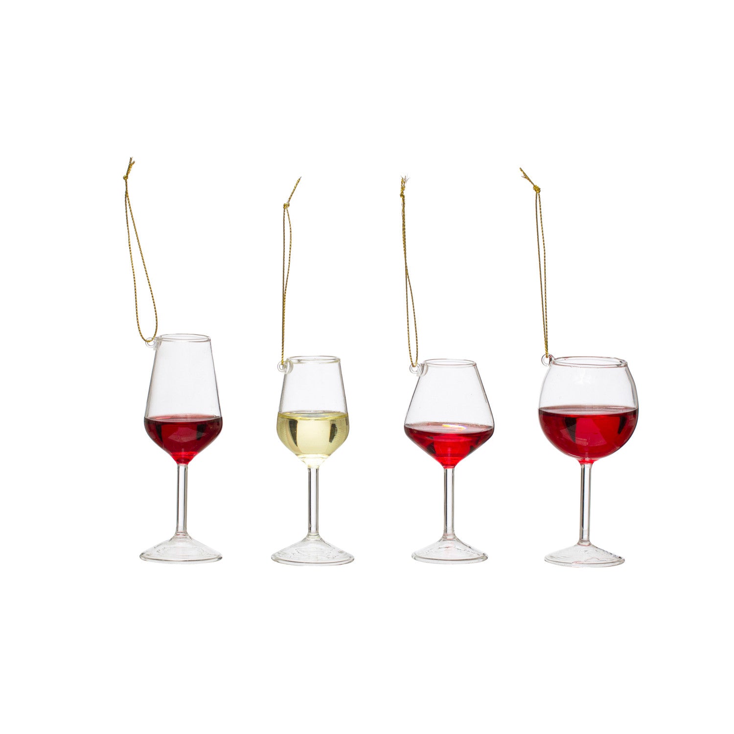 4"H Wine Glass Ornament, 4 Styles