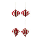 Paper Folding Honeycomb Ornament w/ Gold Glitter Edge, Cream Color & Red, 2 Styles