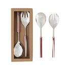 Stainless Steel Salad Servers with Marbled Resin Handles, Boxed Set of 2