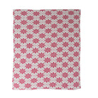Cotton Knit Throw with Snowflake Pattern, Cream Color & Dark Pink