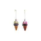 Glass Ice Cream Cone Ornament with Glitter & Beads, 2 Colors