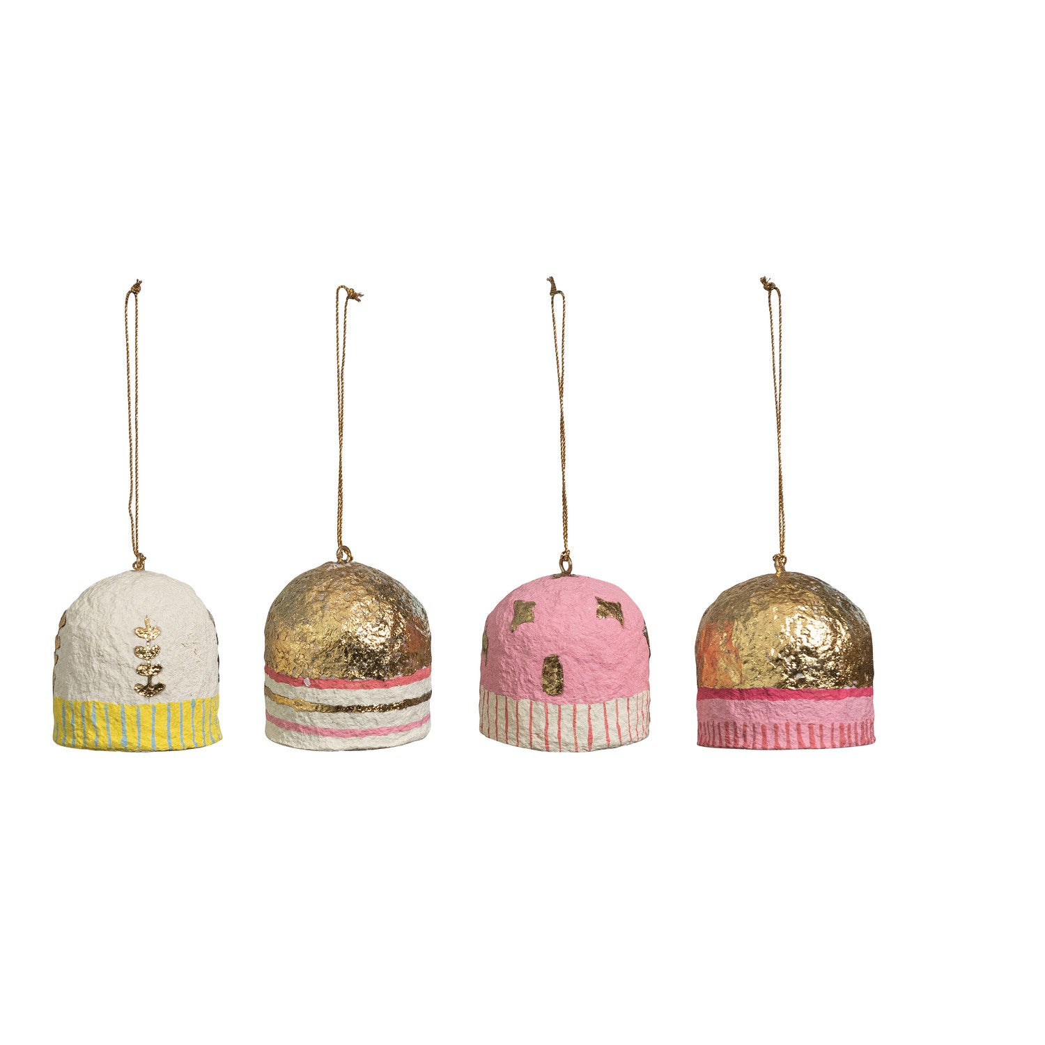 2-1/2"H Handmade Paper Mache Ornament, Multi Color, 4 Styles