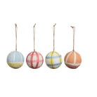 3" Round Handmade Paper Mache Ball Ornament, Multi Color, 4 Styles